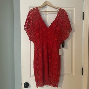 Lulu’s red crocheted dress.